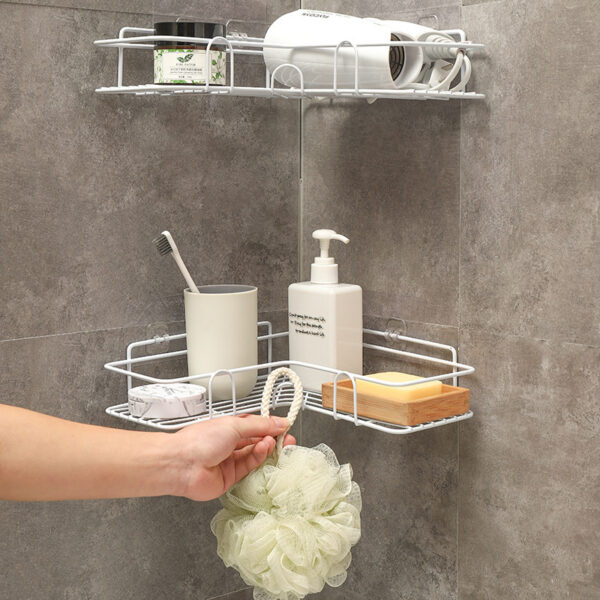 Bathroom Shelf Corner Frame Shower Wrought Iron Kitchen Accessories Storage Rack Holder Bathroom Shelves Bathroom Equipment - Image 4