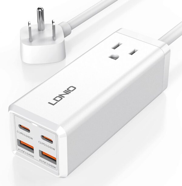 USB C Charger, MANTO 65W 5-in-1 GaN USB Charging Station, Super Fast Charger With 2 USB C Ports, 2 USB Ports And 1 Outlet, USB C Power Strip - Image 3