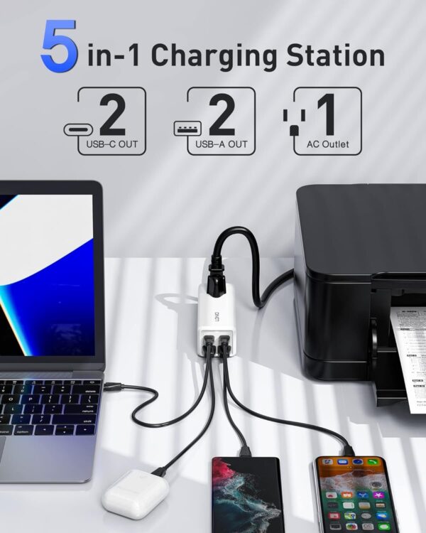 USB C Charger, MANTO 65W 5-in-1 GaN USB Charging Station, Super Fast Charger With 2 USB C Ports, 2 USB Ports And 1 Outlet, USB C Power Strip - Image 6