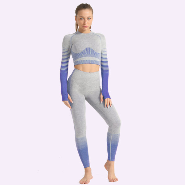 LANTECH Women Yoga Sets Gym Fitness Athletic 2 Pcs Sports Suits Set Pants Leggings Sportswear Leggings Seamless Sports Shirts - Image 3