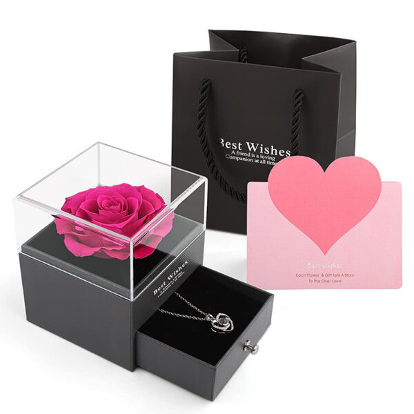 Preserved Flower Rose Jewelry Box Acrylic Gift Box - Image 4