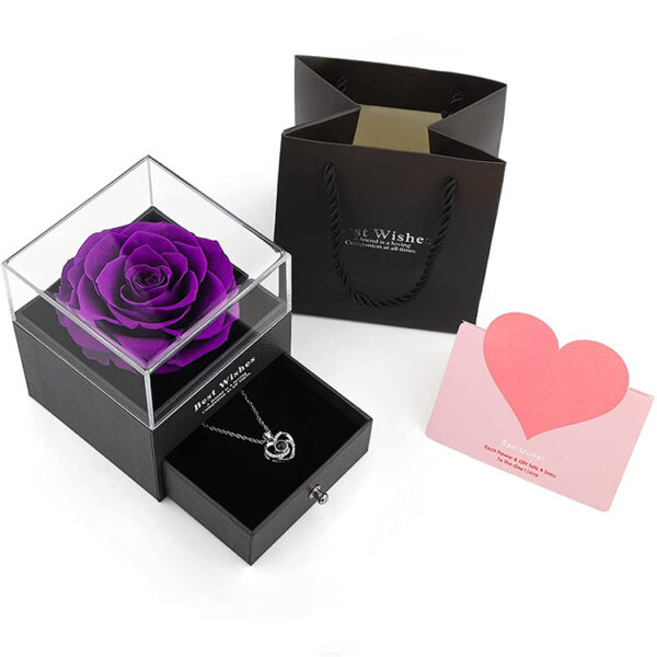 Preserved Flower Rose Jewelry Box Acrylic Gift Box - Image 3