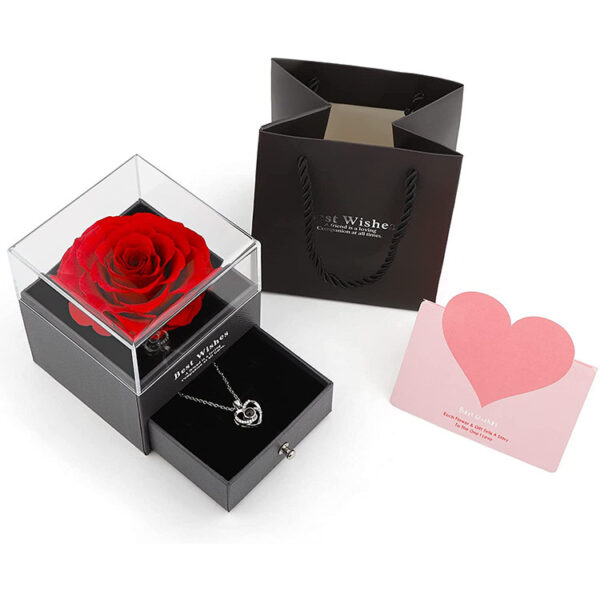 Preserved Flower Rose Jewelry Box Acrylic Gift Box - Image 2