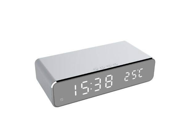 LED Electric Alarm Clock With Wireless Charger Desktop Digital Despertador Thermometer Clock HD Mirror Clock Watch Table Decor - Image 2