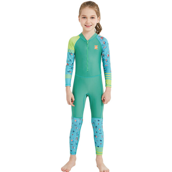 Children's quick-drying diving suit girls boys conjoined long-sleeved snorkeling suit swimwear size children's swimwear sunscreen swimsuit - Image 4