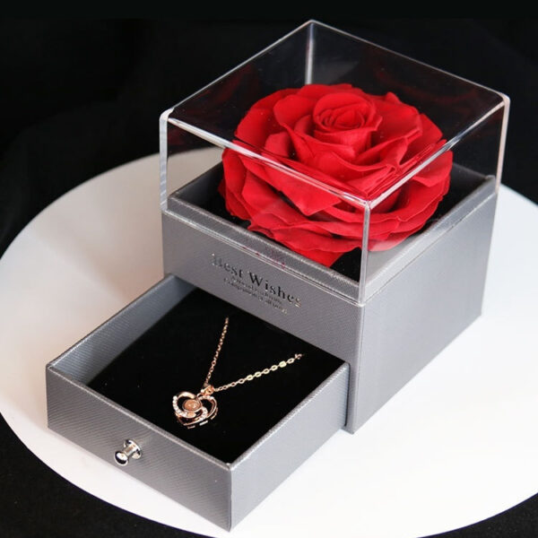 Preserved Flower Rose Jewelry Box Acrylic Gift Box