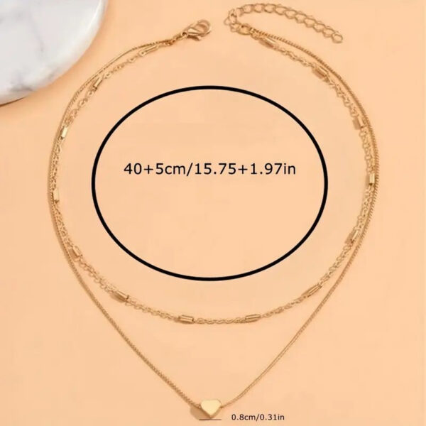 Cute Personality Elegant Double Layer Twin Regular Chain Chopin Chain Love Heart Pendant Necklace - Image 2