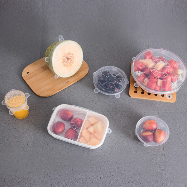 6Pcs Food Silicone Cover Fresh-keeping Dish Stretchy Lid Cap Reusable Wrap Organization Storage Tool Kitchen Accessories 6PCS Silicone Stretch Lids - Image 4