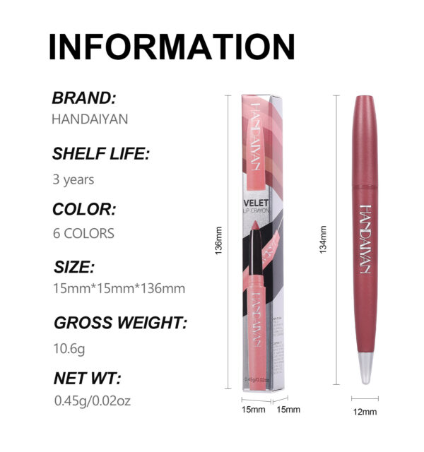 Makeup Matte Lip Liner 6 Colors Discoloration Resistant - Image 7